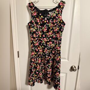 Jessica Howard Black and Pink Floral Dress - size 14